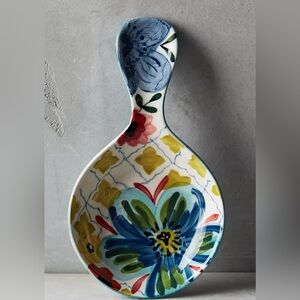 Anthropologie Sissinghurst Castle Spoon Rest Multi Color Floral Stoneware